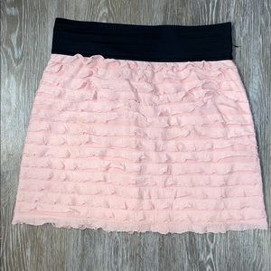 Express Ruffled Pink Skirt with Black Elastic Band